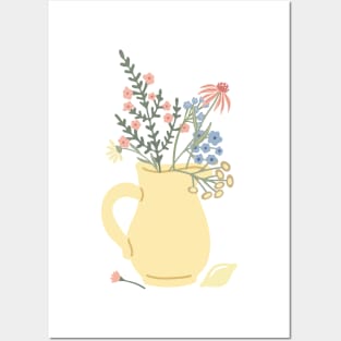 Watercolor Jug of Wildflowers Posters and Art